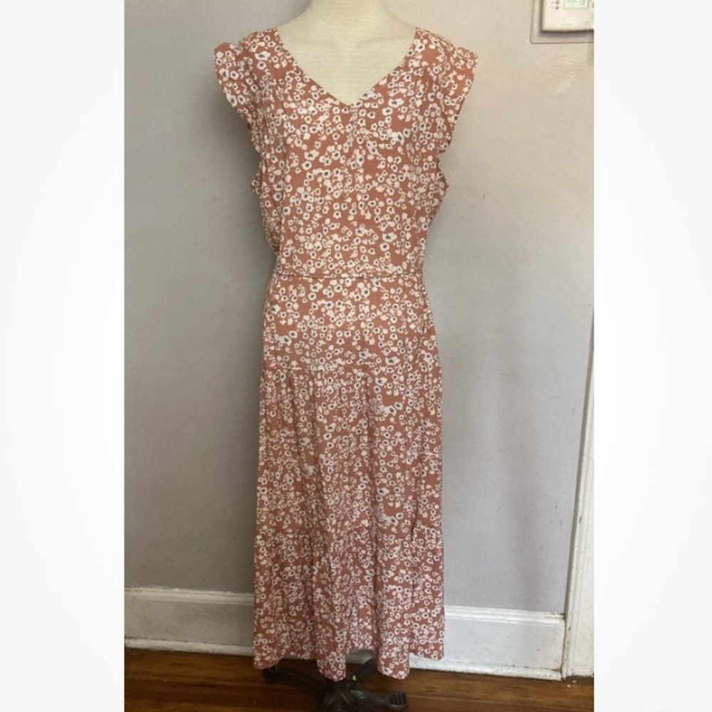 5-24 Simply Vera Wang Floral Maxi dress Peasant XL tiered Full